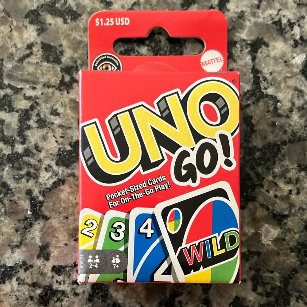 Mattel UNO Go! Compact Card Game - Red and Yellow